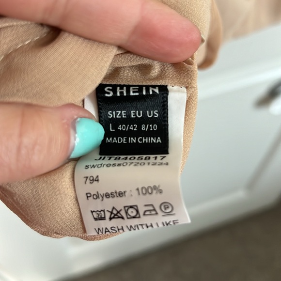 NWOT Polyester cream slip on dress with adjustable straps - Picture 2 of 2